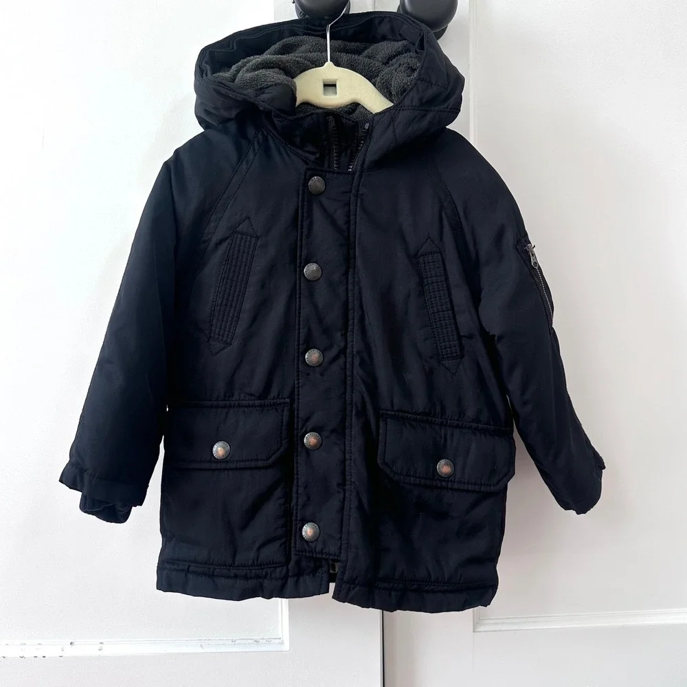 Baby Gap Kids Black Primaloft Hooded Parka Winter Coat 3 Years 983616
